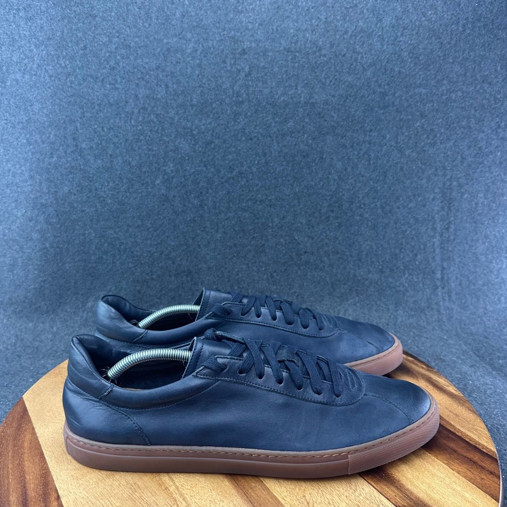 M.Gemi Mens Navy Blue Leather Low Top Sneakers Made in Italy Size 47 US 14